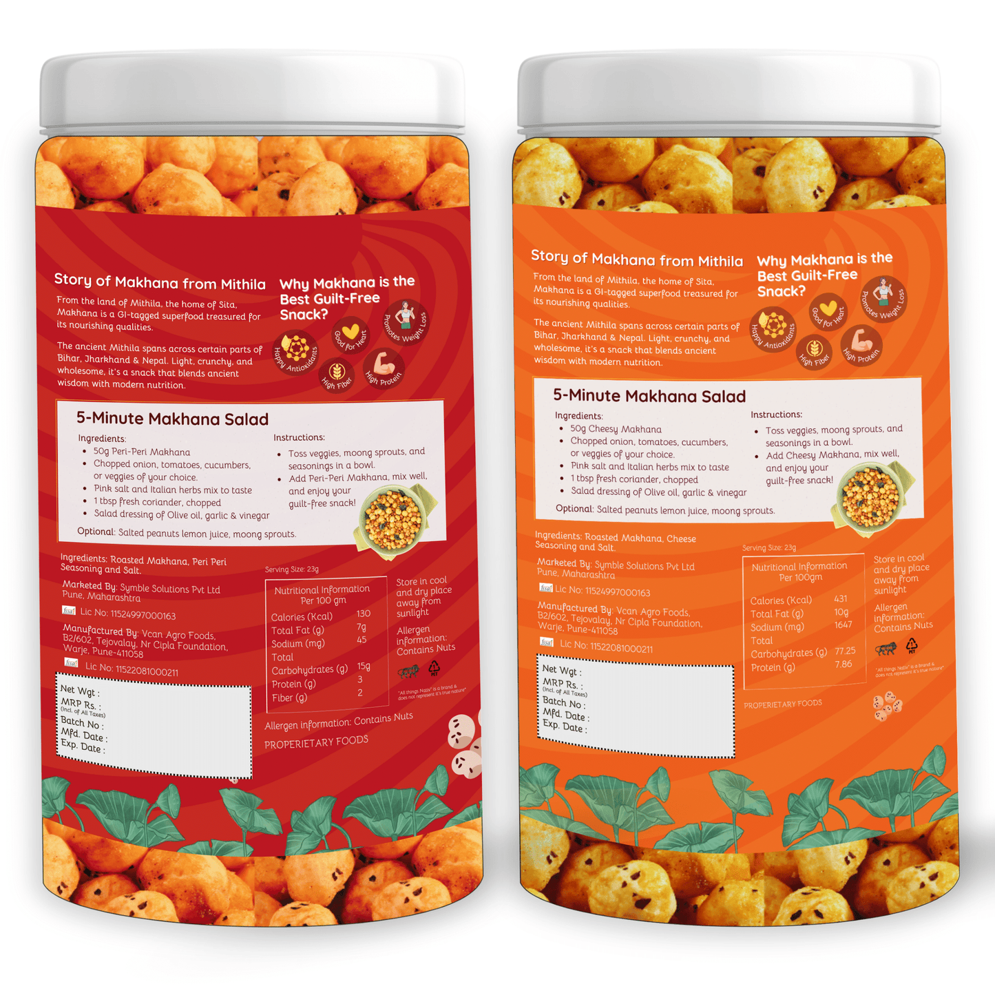 Peri Peri Masala & Cheese Makhana - Pack of 2 (73g each)